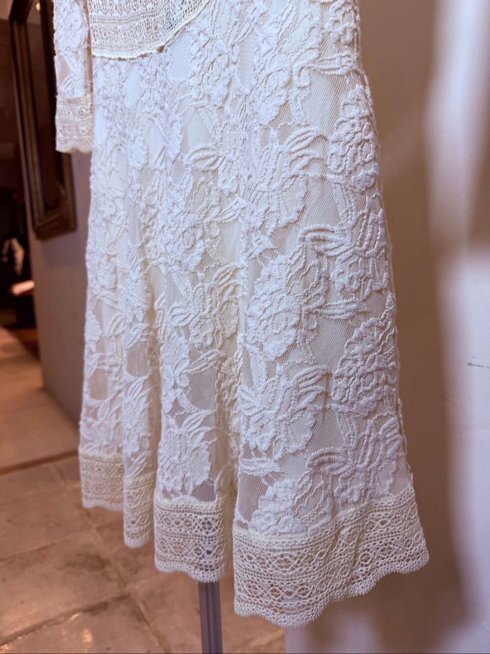 Free People Ivory Lace Floral fit and flare dress - Picture 6 of 11